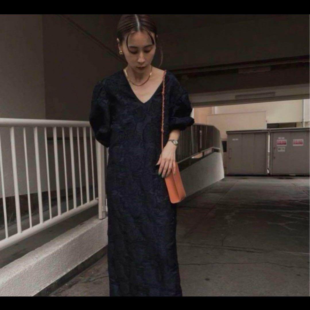 ameri vintage フラワージャガードワンピース　ドレス