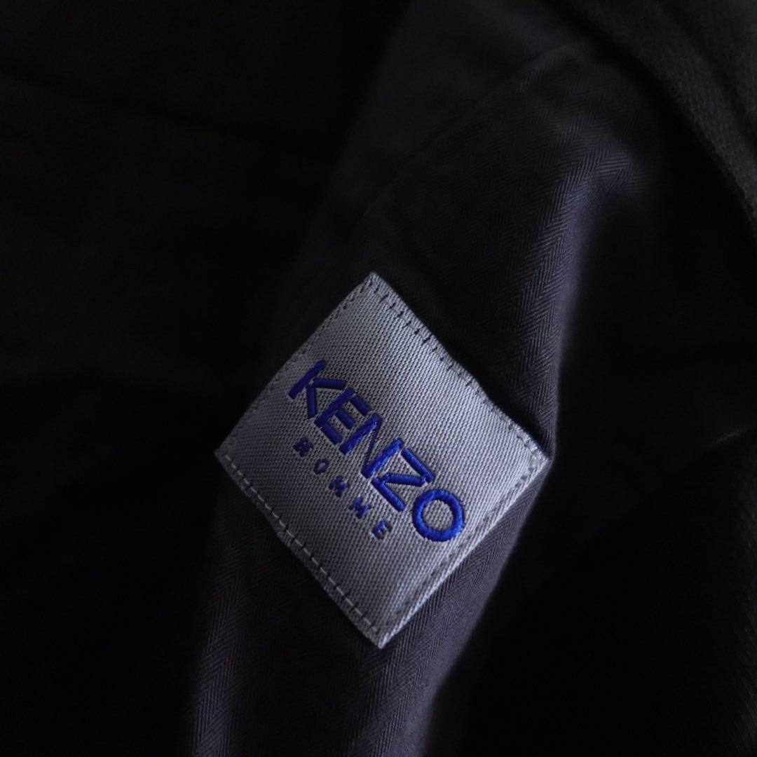 1990s KENZO Homme コットンキャンバス　ワイドフレアパンツ　墨黒