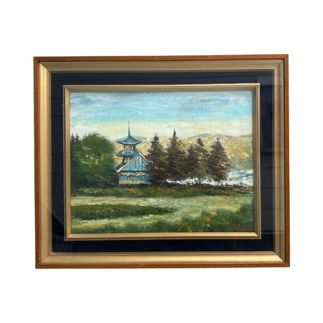 青木一男作　F6 風景画／油絵　絵画　油彩