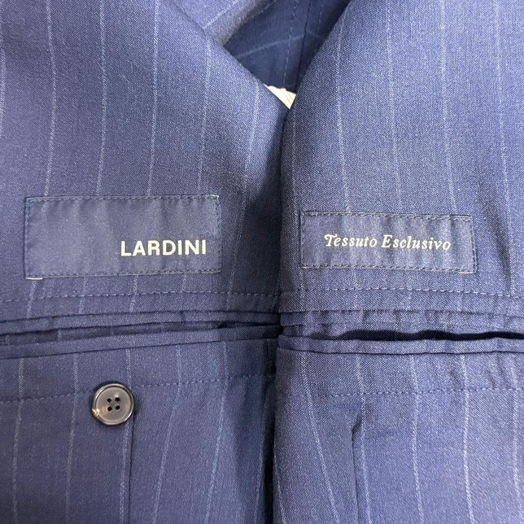 J5131 美品 ラルディーニ チョークストライプトラベルセットアップ 紺 52