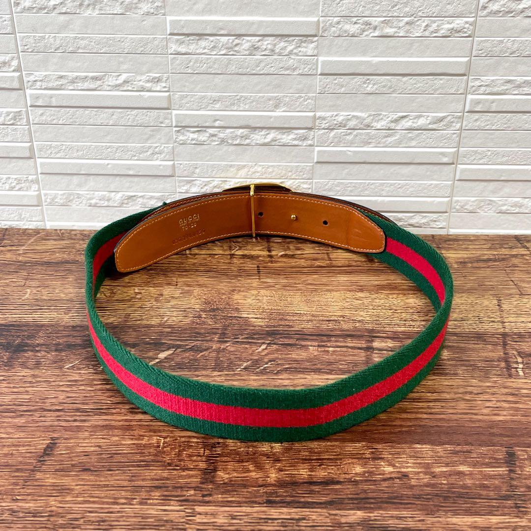 グッチ シェリー GG ゴールド バックル ベルト レザー ブラウン オールド.