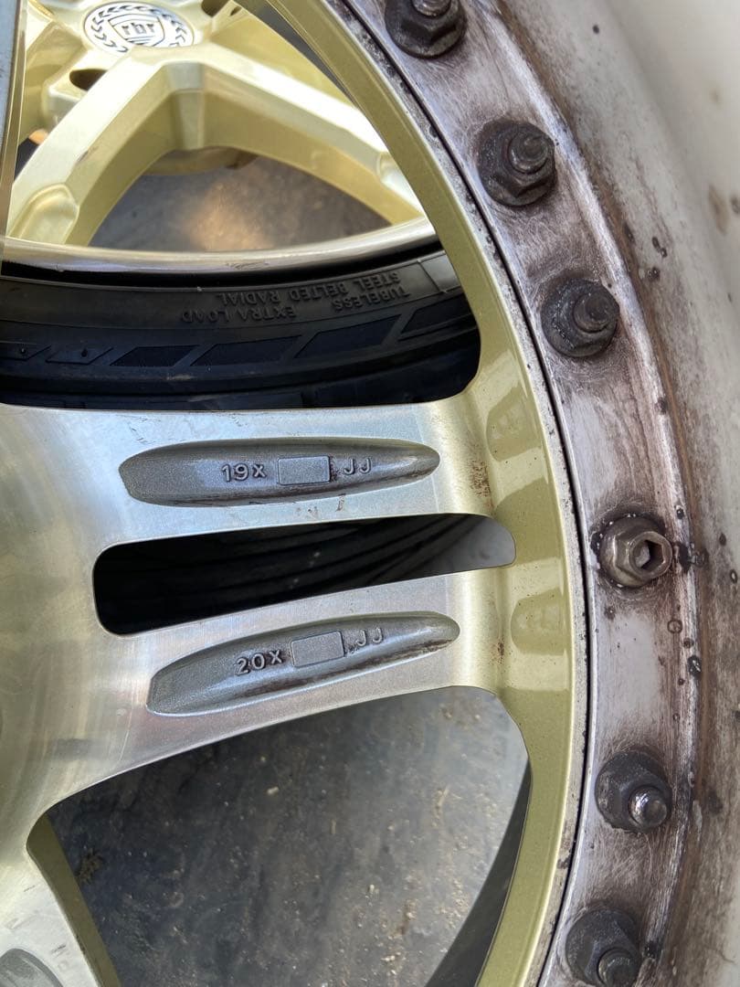 ゴールド 5スポーク ホイールセット 19インチ　ワーク