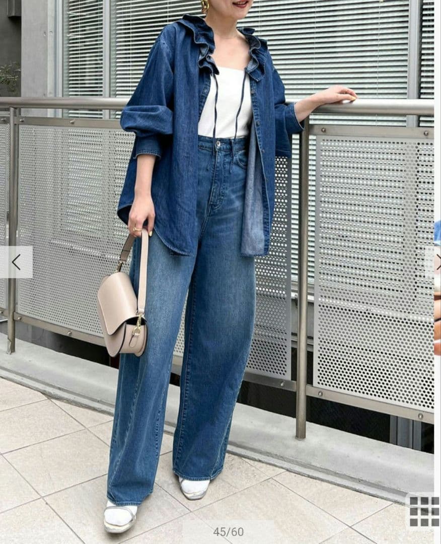 ノーリーズ Rie Miller リエミラー / フリルギャザーデニムブラウス