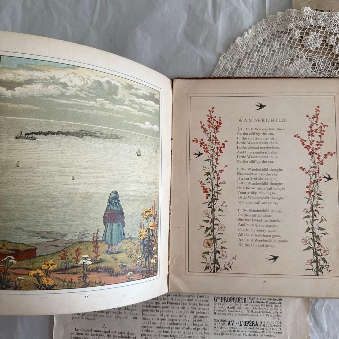 稀少1881年アンティーク美しい絵本イギリス洋書　古書　ジャンクジャーナルに