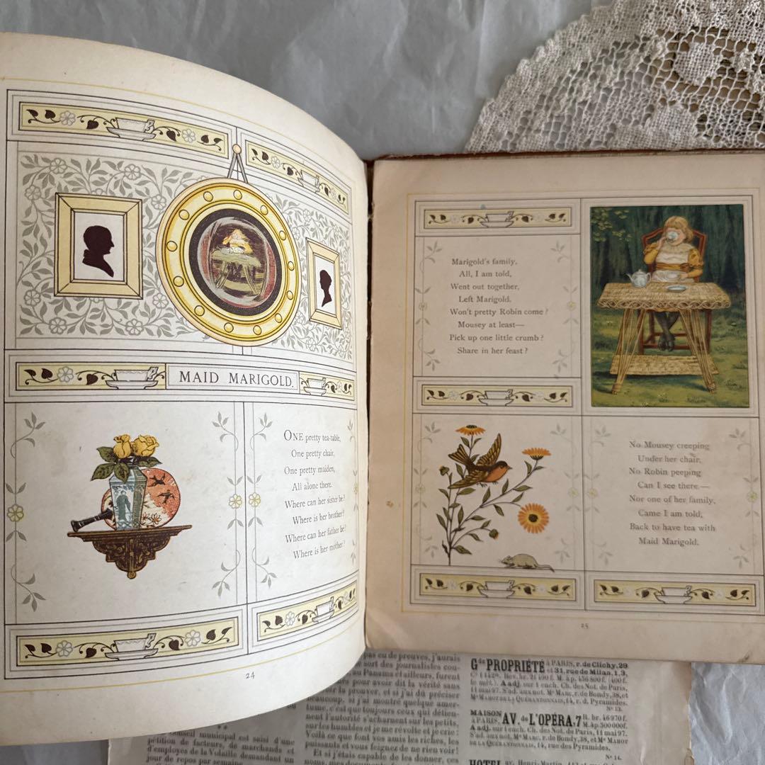 稀少1881年アンティーク美しい絵本イギリス洋書　古書　ジャンクジャーナルに