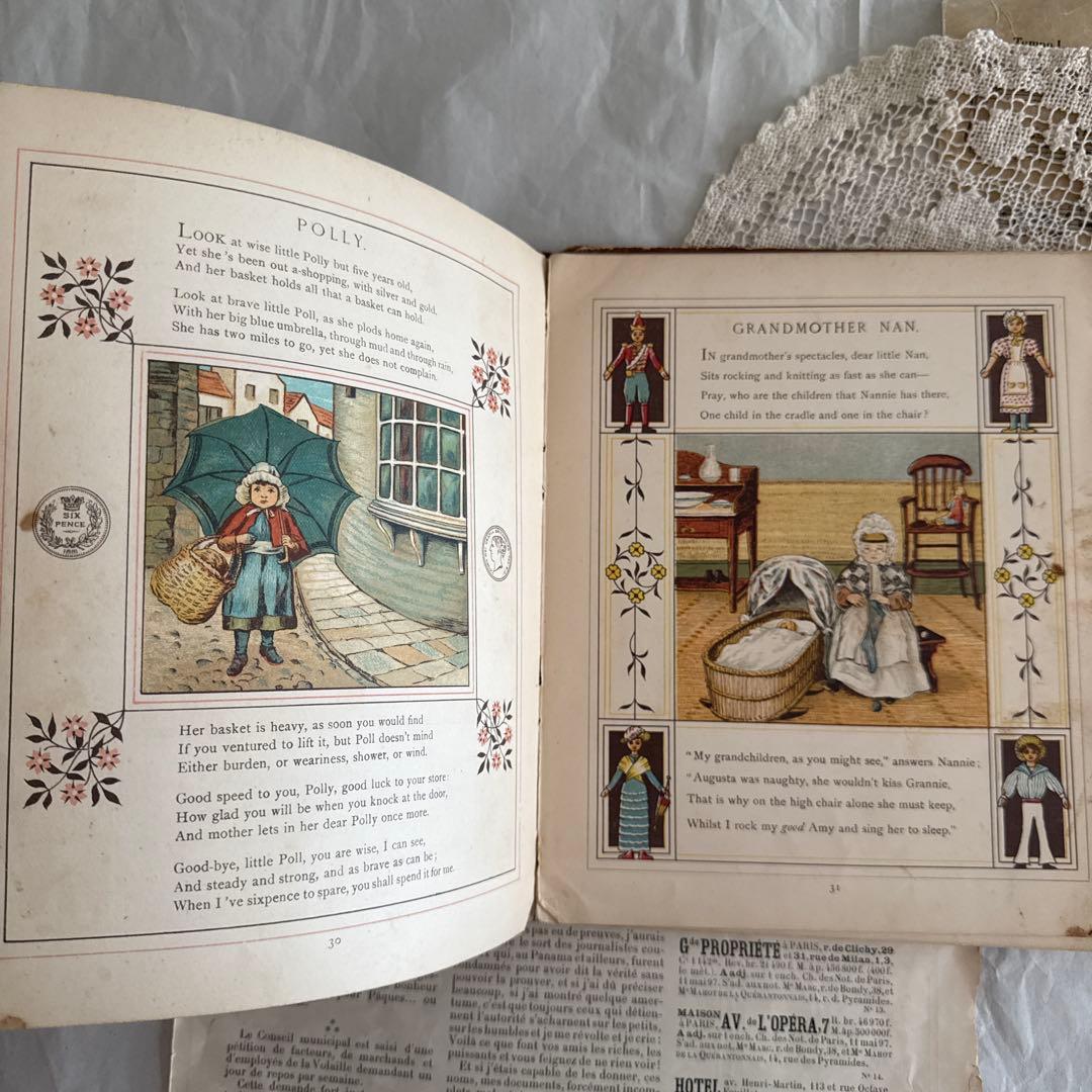 稀少1881年アンティーク美しい絵本イギリス洋書　古書　ジャンクジャーナルに