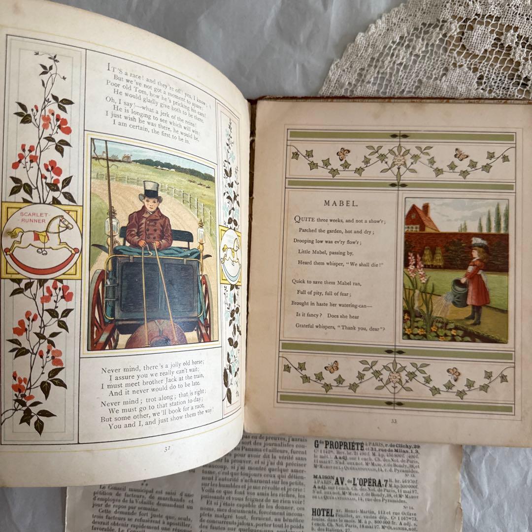 稀少1881年アンティーク美しい絵本イギリス洋書　古書　ジャンクジャーナルに