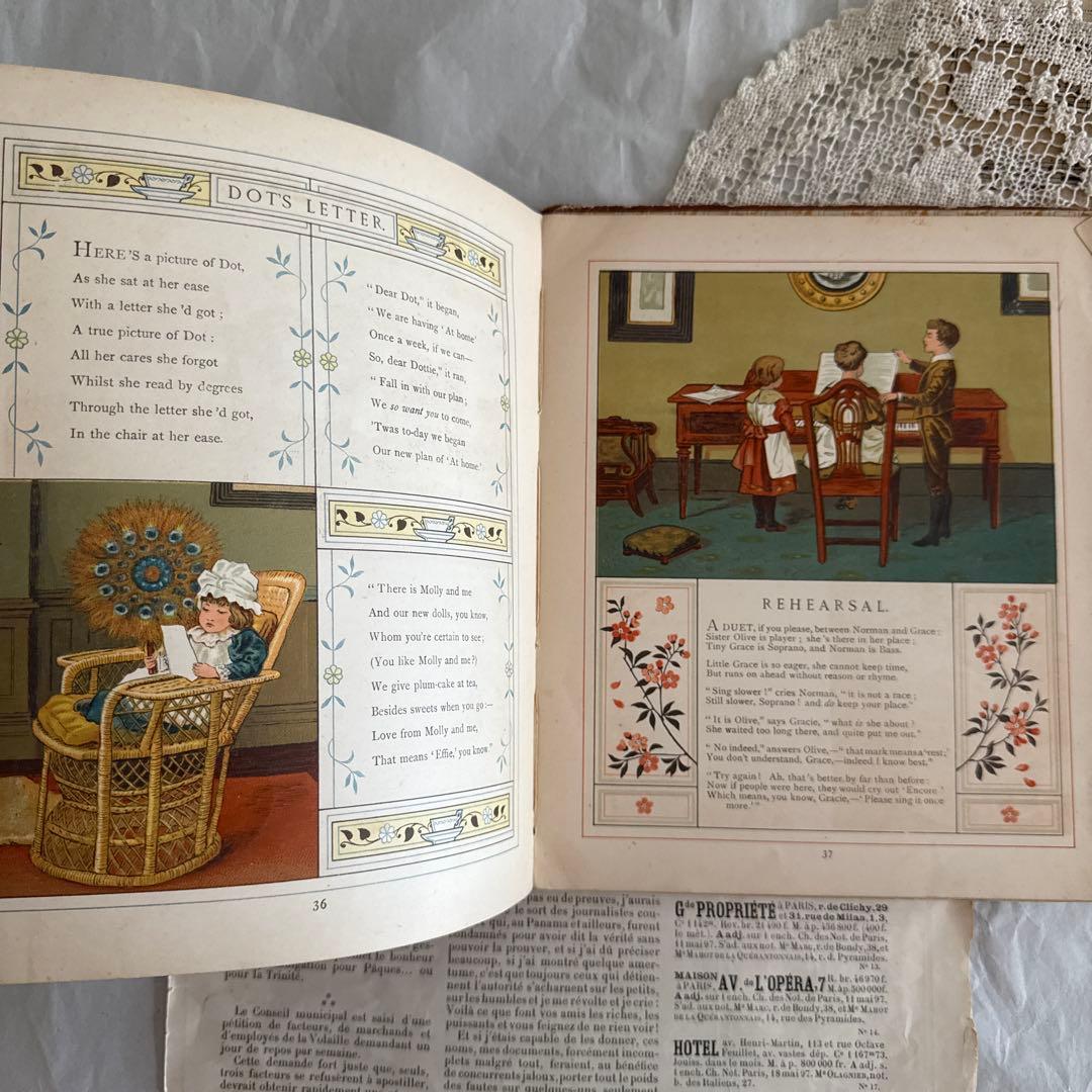 稀少1881年アンティーク美しい絵本イギリス洋書　古書　ジャンクジャーナルに
