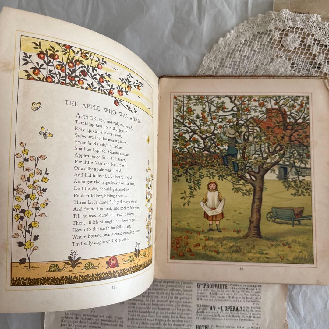 稀少1881年アンティーク美しい絵本イギリス洋書　古書　ジャンクジャーナルに