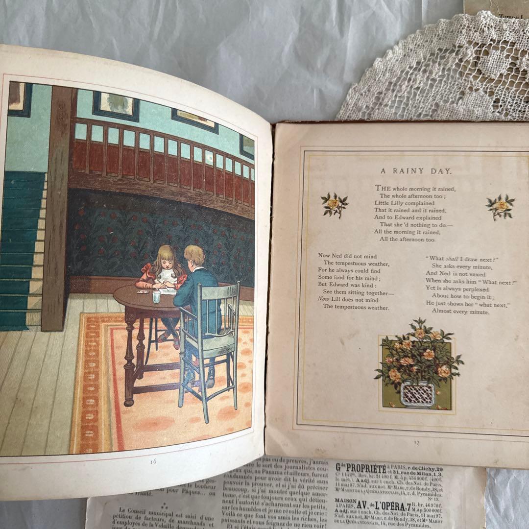 稀少1881年アンティーク美しい絵本イギリス洋書　古書　ジャンクジャーナルに