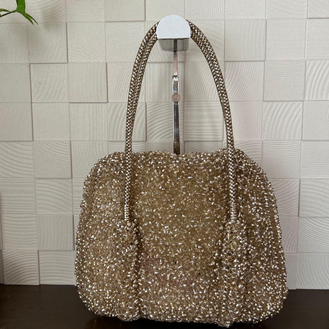 【美品】アンテプリマ　ワイヤーバッグ　　ベージュゴールド　ハンドバッグ