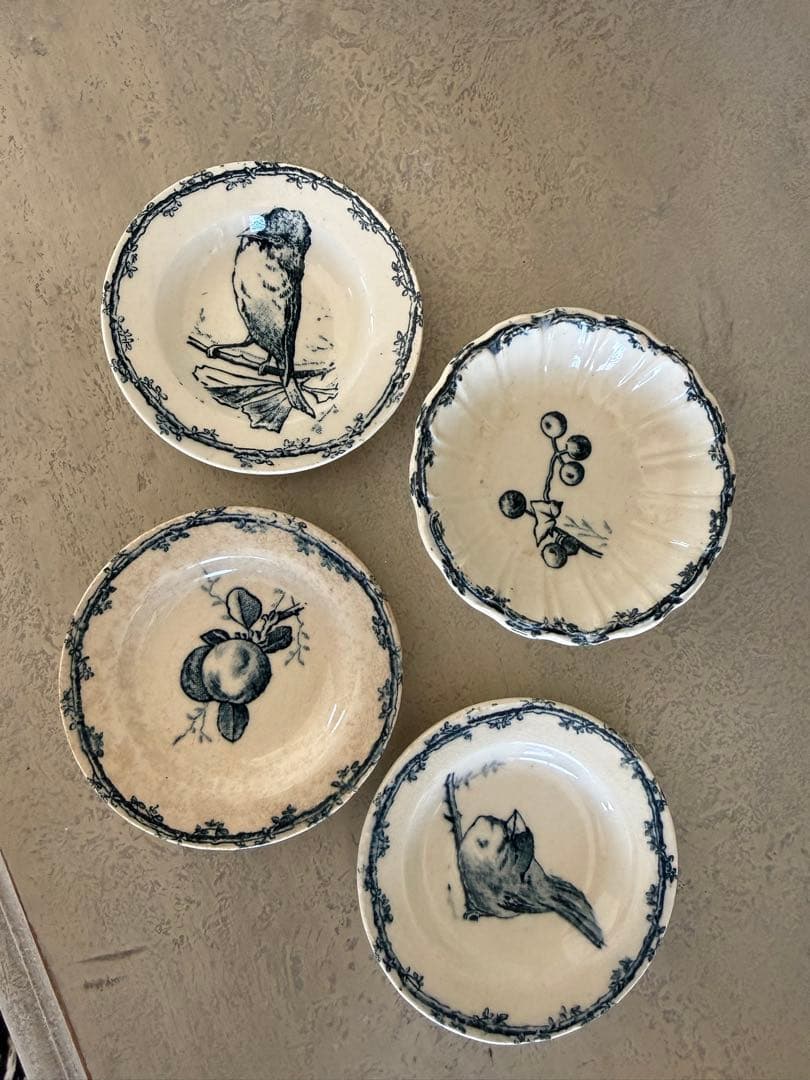 フランスアンティークディゴワンデイネット小鳥と木の実のおままごと皿プレート