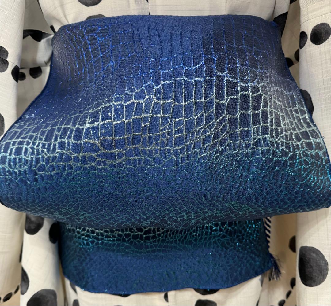 大人兵児帯【クロコダイル　ブルー】【スノーホワイト】　セット