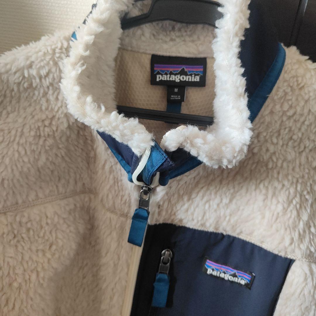 patagonia フリースベスト M ホワイト/ネイビー
