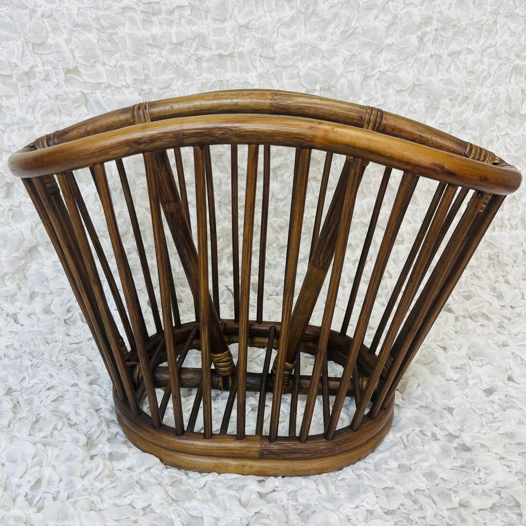 籐家具 小物入れ インテリア ラタンマガジンラック 籠かごアンティーク昭和レトロ
