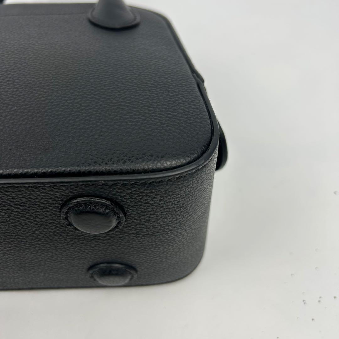 【未使用級】メゾンカナウ　ラウンドボストン　ハンドバッグ　シボ革　レザー　黒