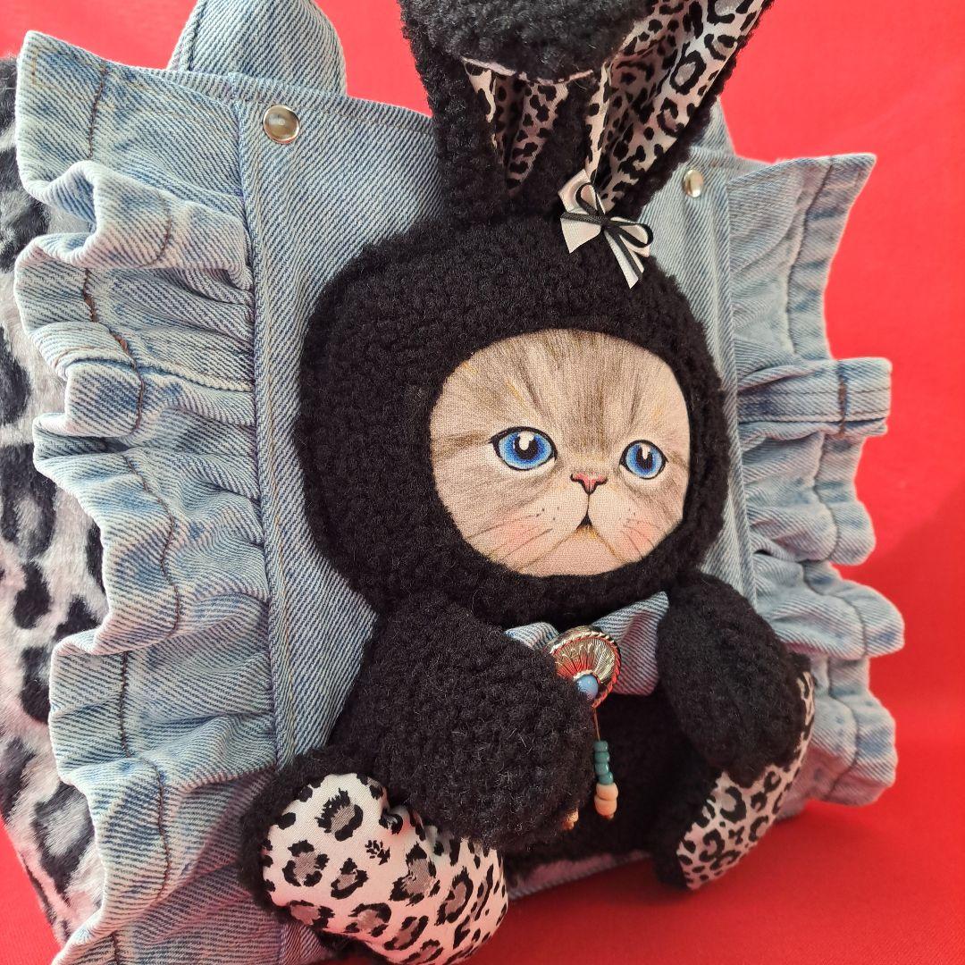 ね*】様 コヤンイサムチョン　ルミ　デニムリメイクフリルトートバッグ