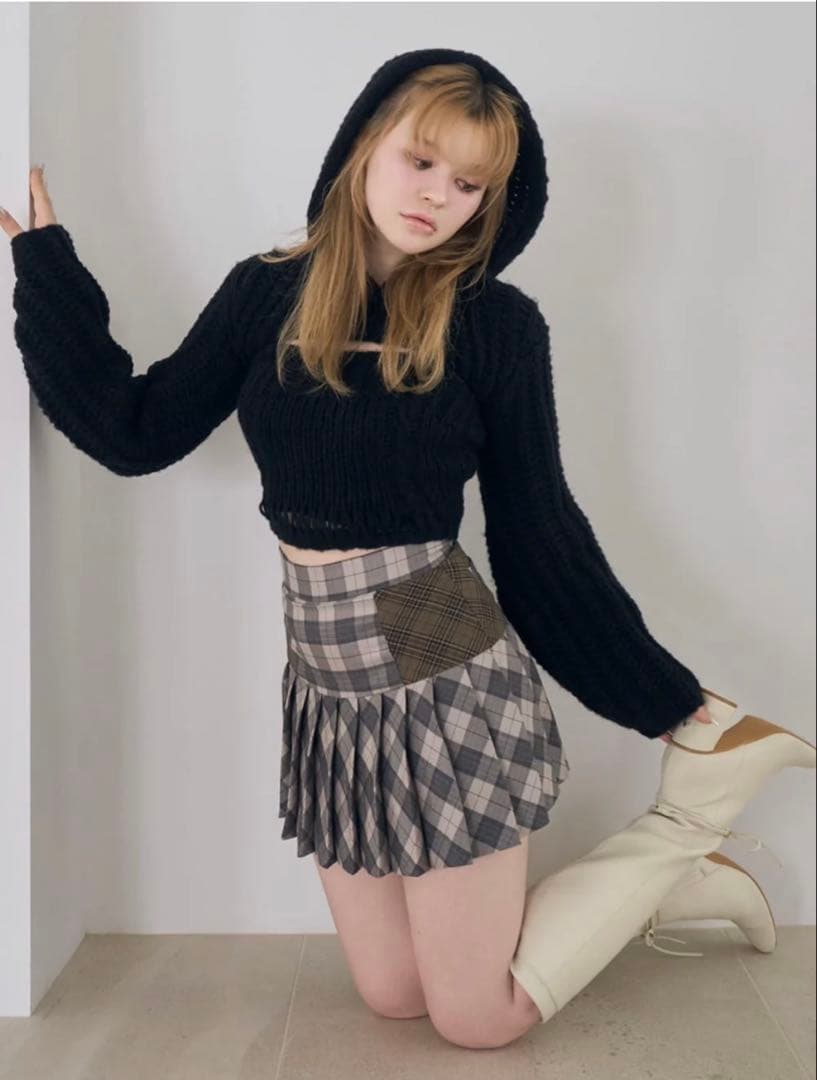 【ANDMARY】Coco check pleats skirt Sサイズ