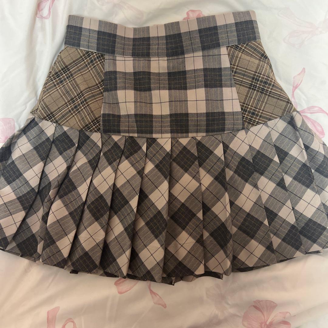 【ANDMARY】Coco check pleats skirt Sサイズ