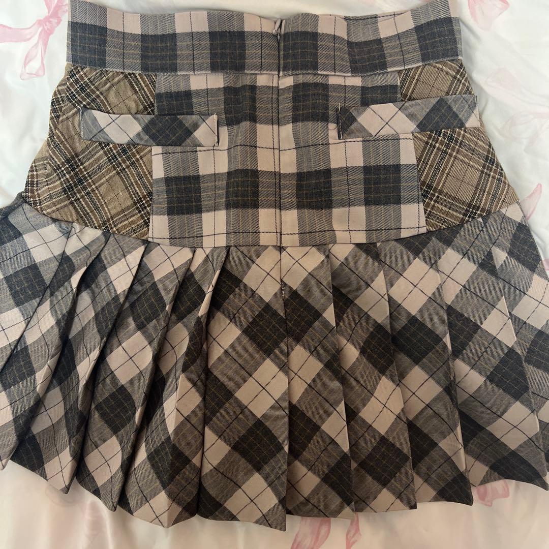 【ANDMARY】Coco check pleats skirt Sサイズ