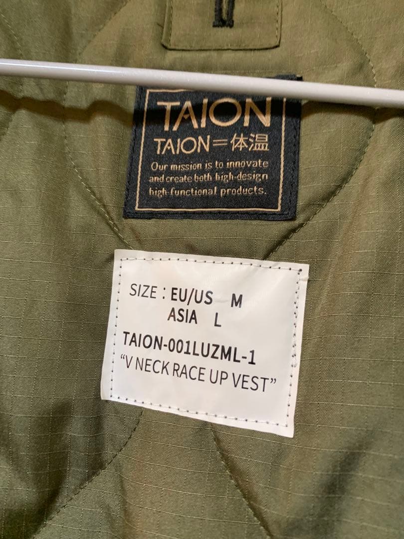 TAION タイオン　体温 Vネックレースアップダウンベスト　ブラック　黒　L