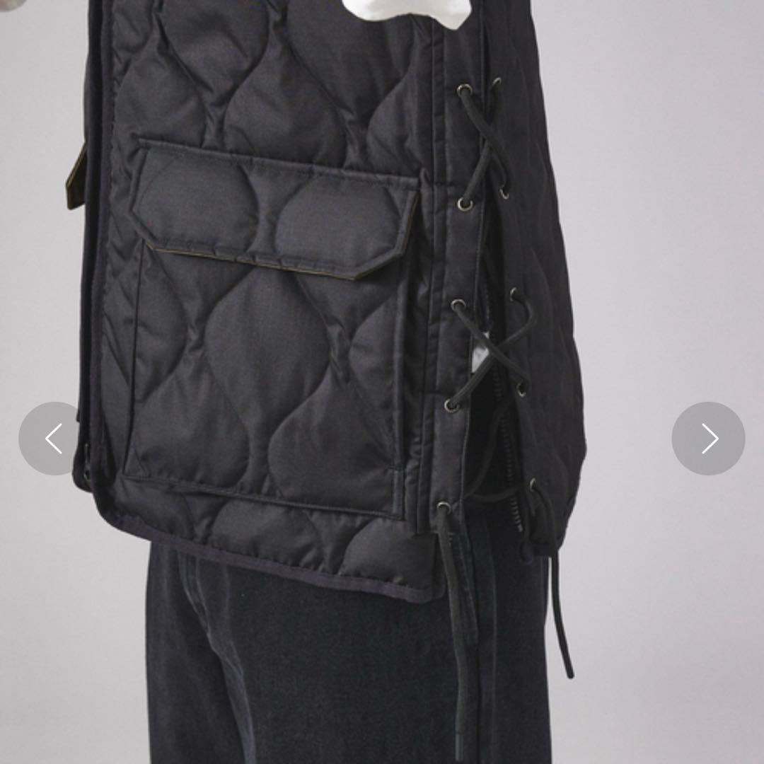 TAION タイオン　体温 Vネックレースアップダウンベスト　ブラック　黒　L