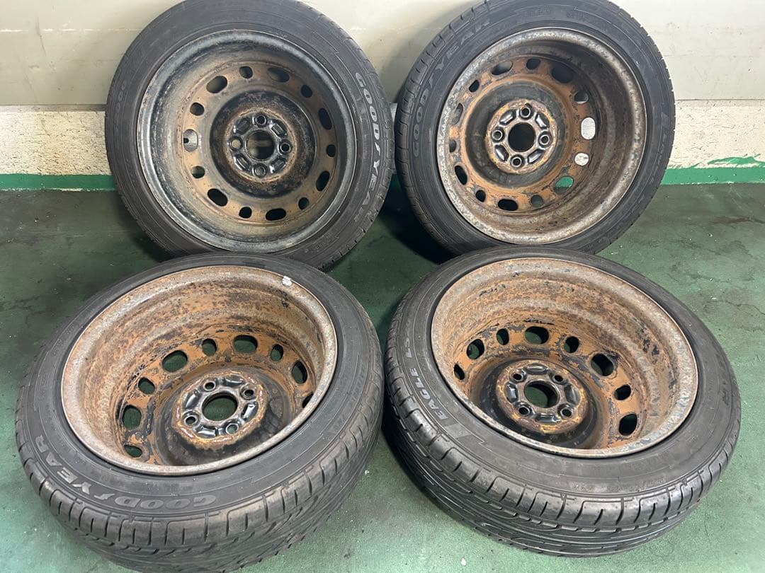 165/55R14バリ山14×6J 4H +45 鉄ホイールセット　軽カー