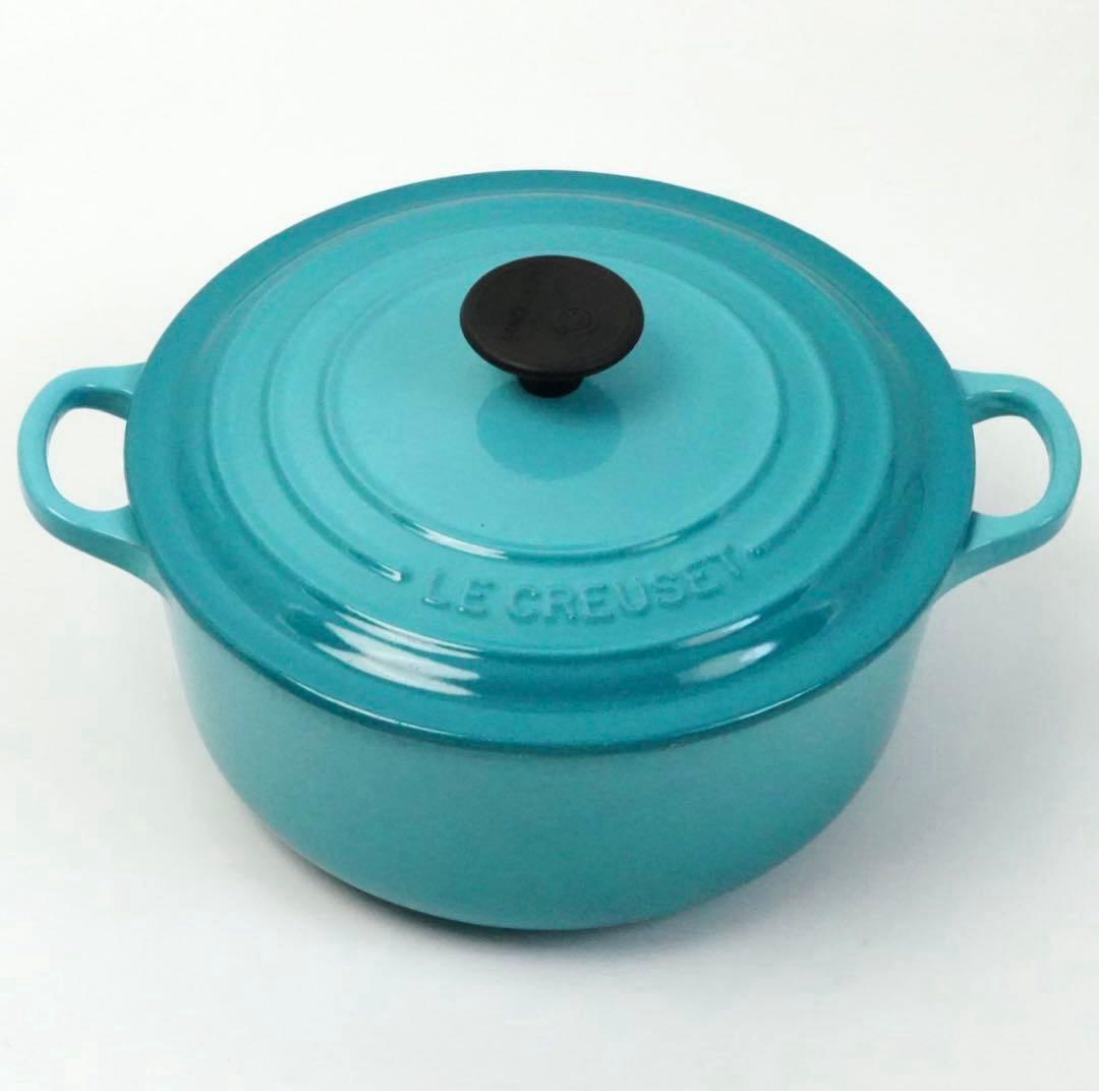 【美品】LE CREUSET　ココット ロンド カリビアンブルー　20cm