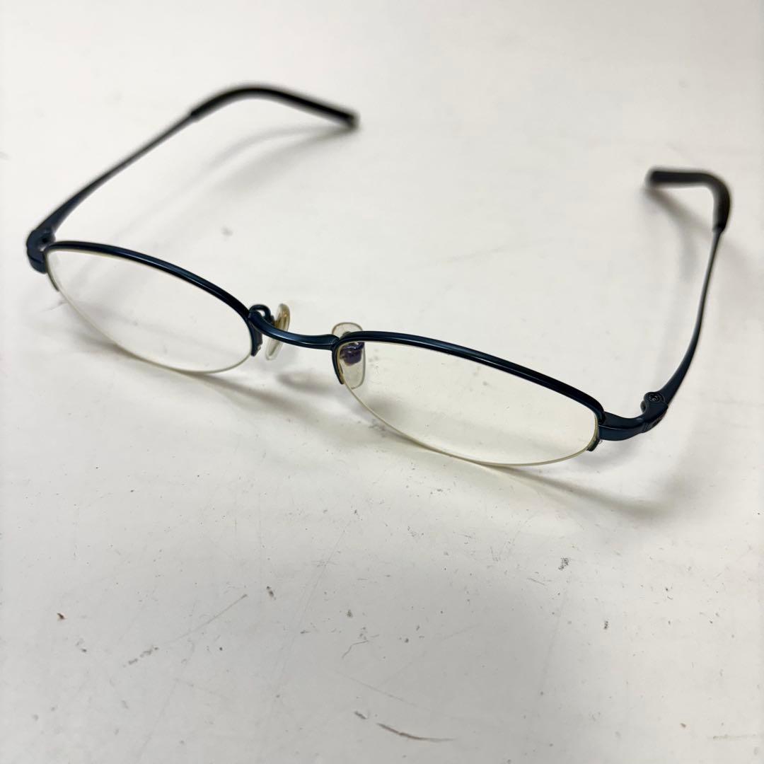 グッチ GUCCI 眼鏡 めがね 度入り ハーフリム ロゴ クリアレンズ　日本製