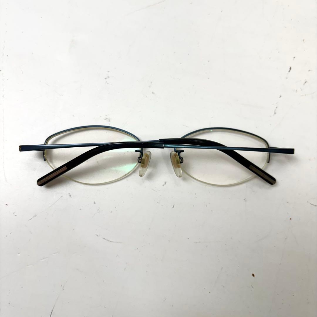 グッチ GUCCI 眼鏡 めがね 度入り ハーフリム ロゴ クリアレンズ　日本製