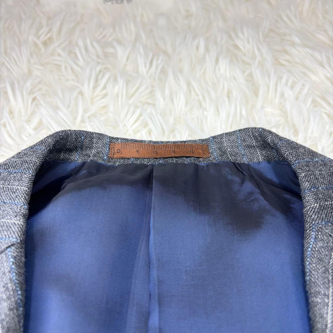 【高級】ユニバーサルランゲージ カノニコ グレー ストライプ ダブル 秋冬 春