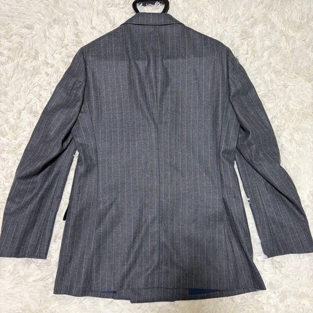 【高級】ユニバーサルランゲージ カノニコ グレー ストライプ ダブル 秋冬 春