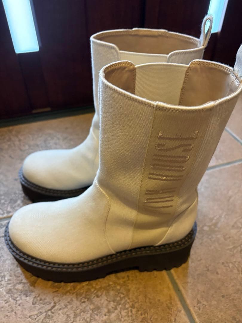 ピンクハウス♡厚底デニム配色ロゴブーツ定価36,800円