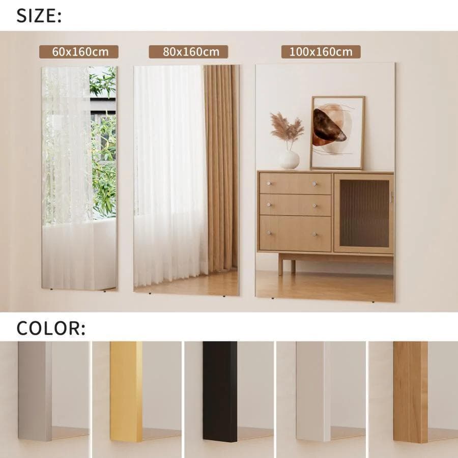 ⭐️新品⭐️割れない鏡 ウォールミラー 壁掛け 姿見鏡 【160×100cm】白