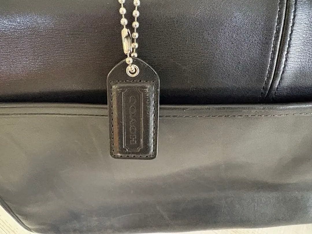 coach黒 レザービジネスバッグ ダブルバックル