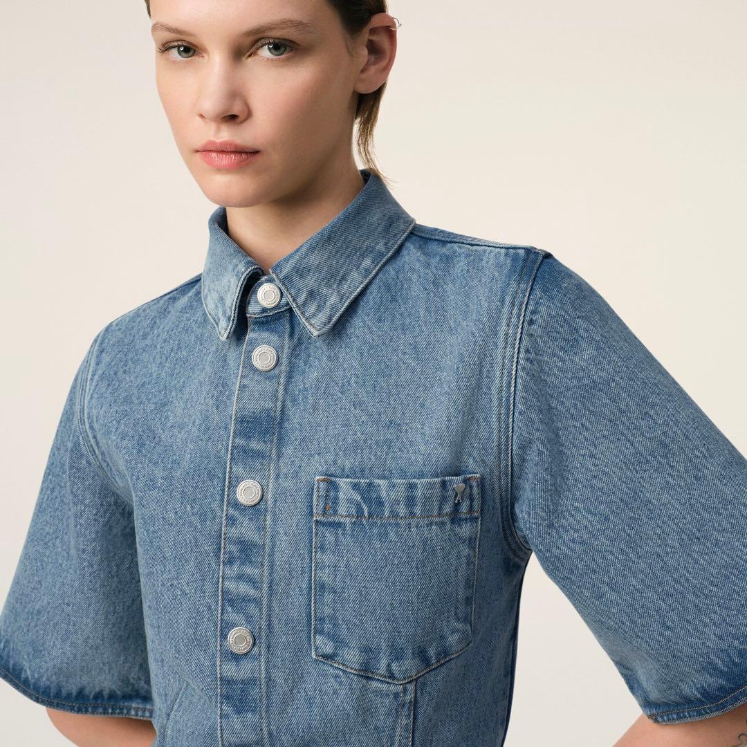 25SS 新作 ami PARIS アミパリス デニムミニワンピース M