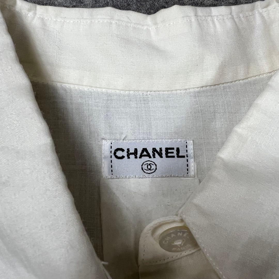 CHANEL シャネル リネンシャツ 長袖 ホワイト