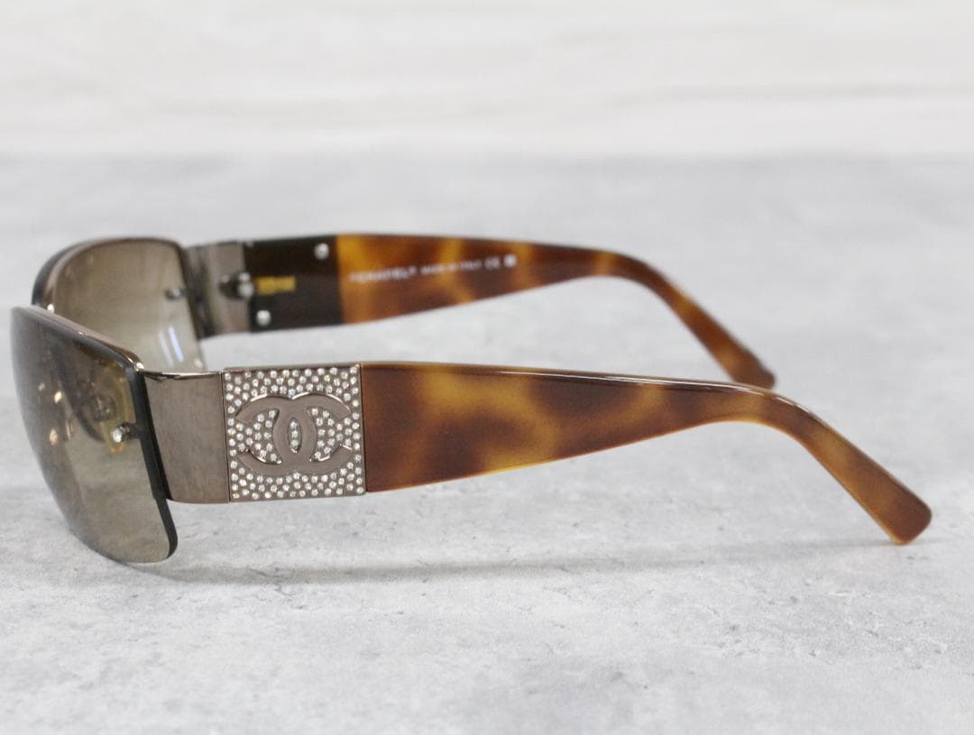 ▲CHANEL サングラス ココマーク ラインストーン ブラウンべっ甲柄