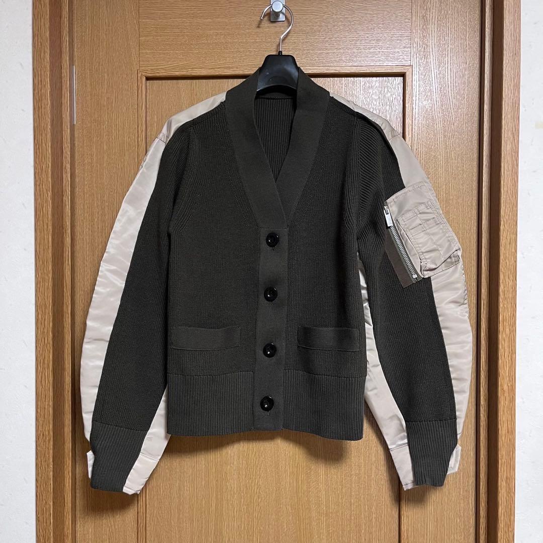 サカイ　ナイロンツイルミックスニットカーディガン