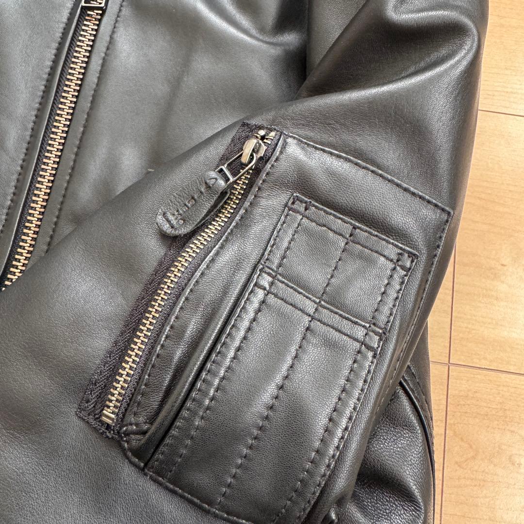 【美品】AVIREX（アヴィレックス）本革　レザー MA-1 ブラック　XL