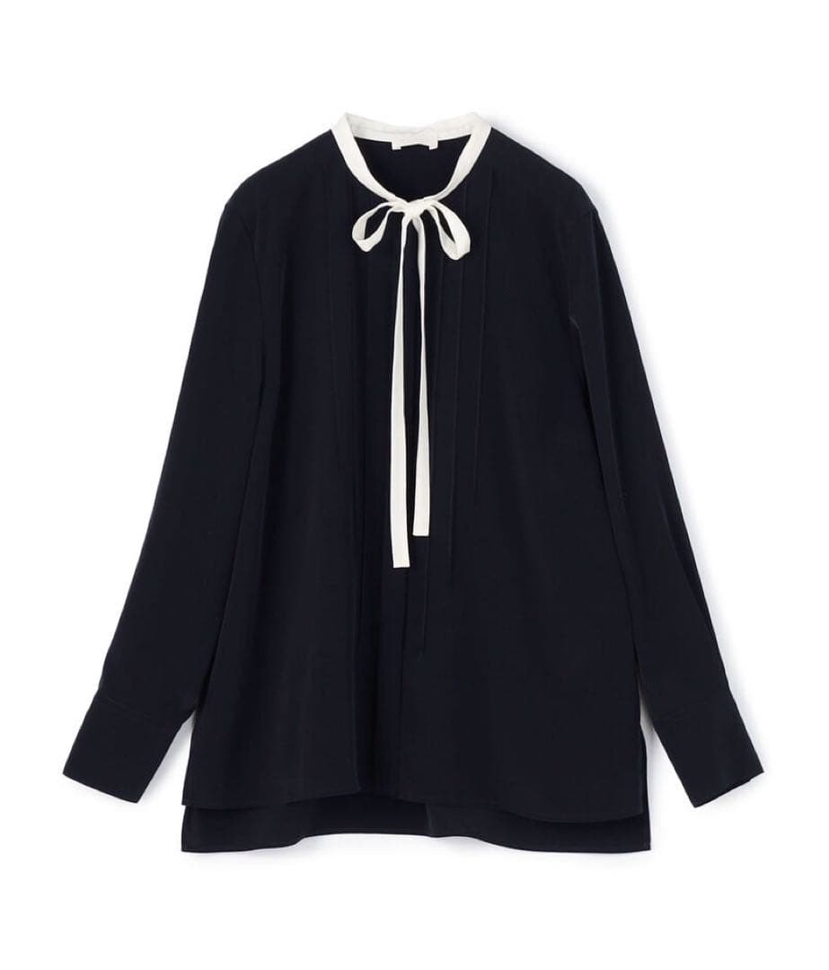 極美品 ボールジィ クリアデシン ボウタイブラウス ネイビー 長袖 36 S