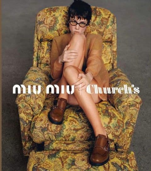 未使用ミュウミュウコラボチャーチ　ローファー　革靴　ダブルモンク ストラップ