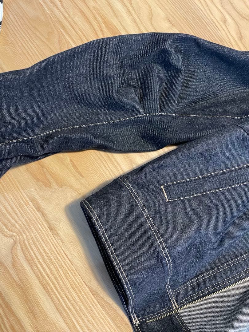 美品ANAYI ノーカラーデニム ジップアップジャケット