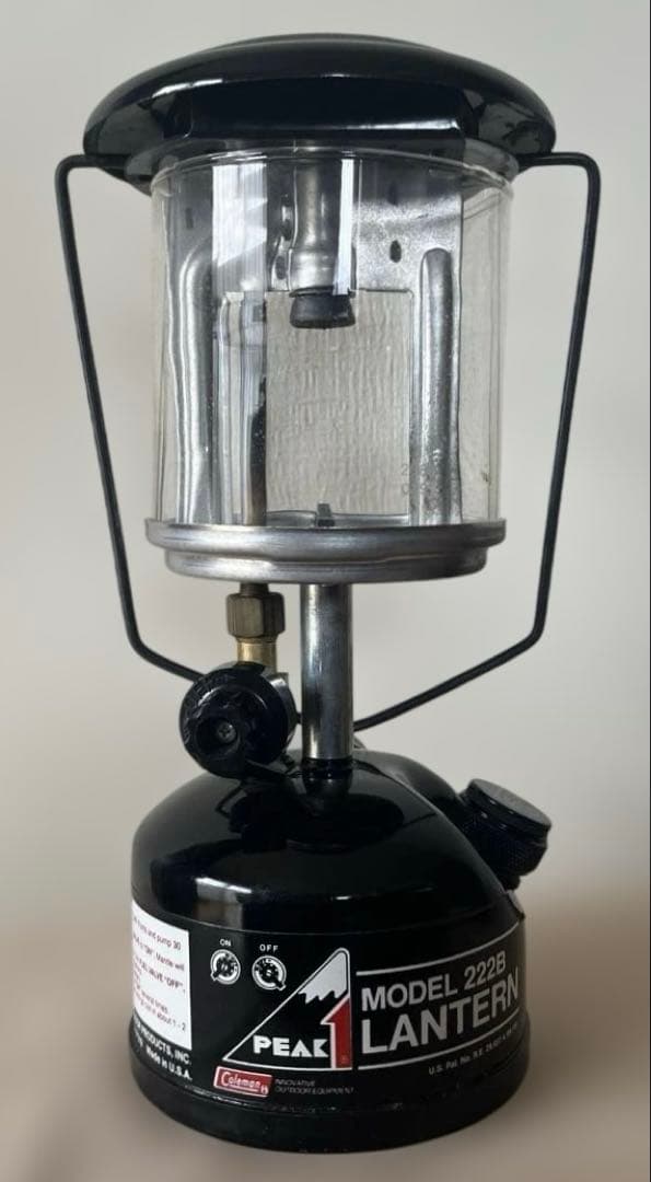 コールマン ピークワン 222B 90年製 ランタン 取説 収納袋 グローブ保護