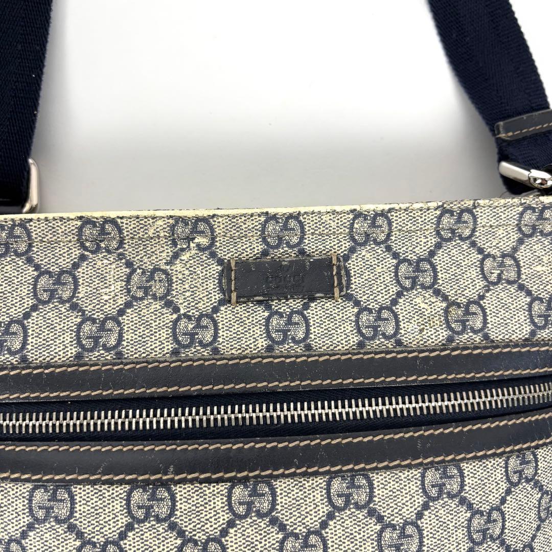 GUCCI グッチ GGスプリーム PVC × レザー ショルダーバッグ