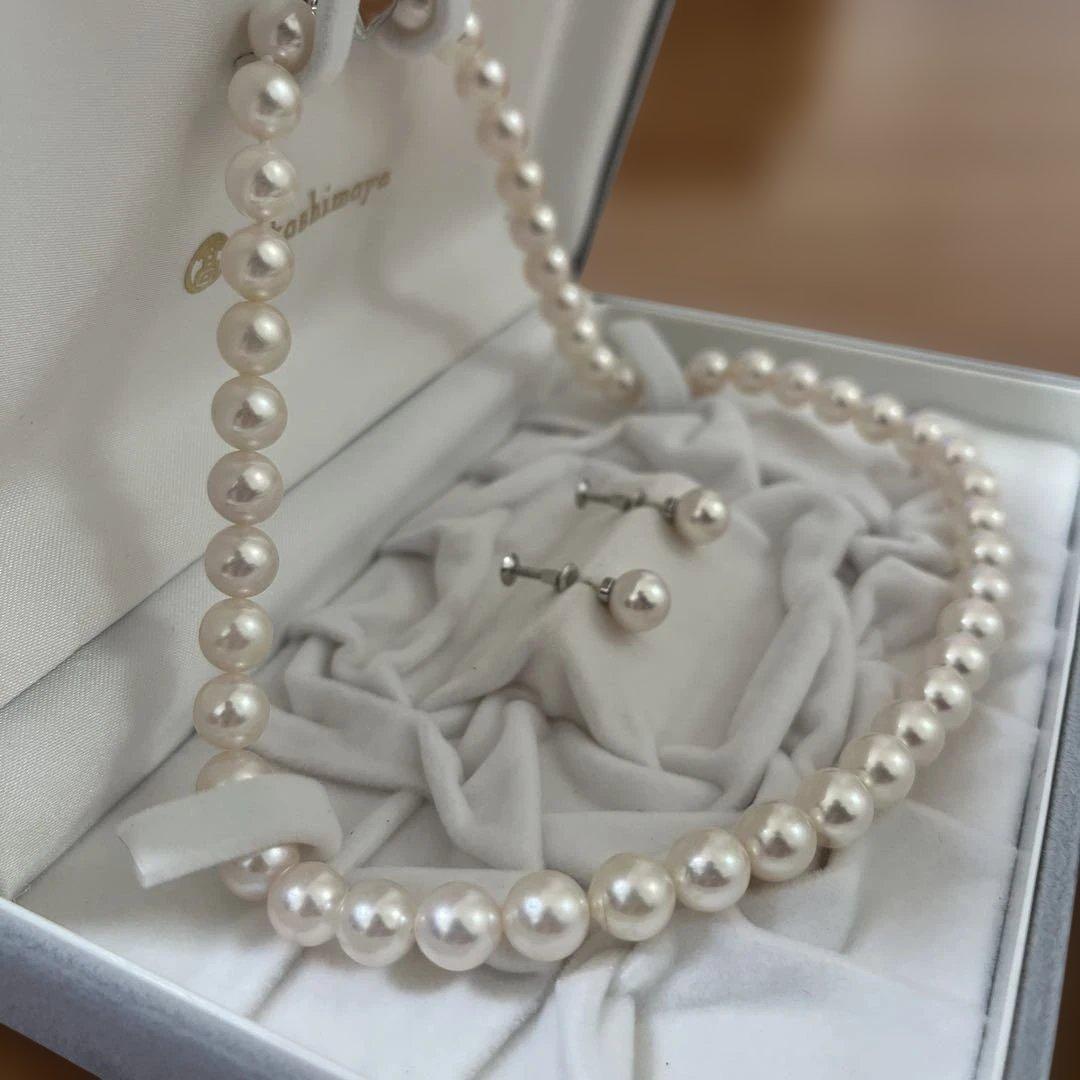 高島屋 アコヤ真珠ネックレス イヤリング付 8-8.5mm サイズ