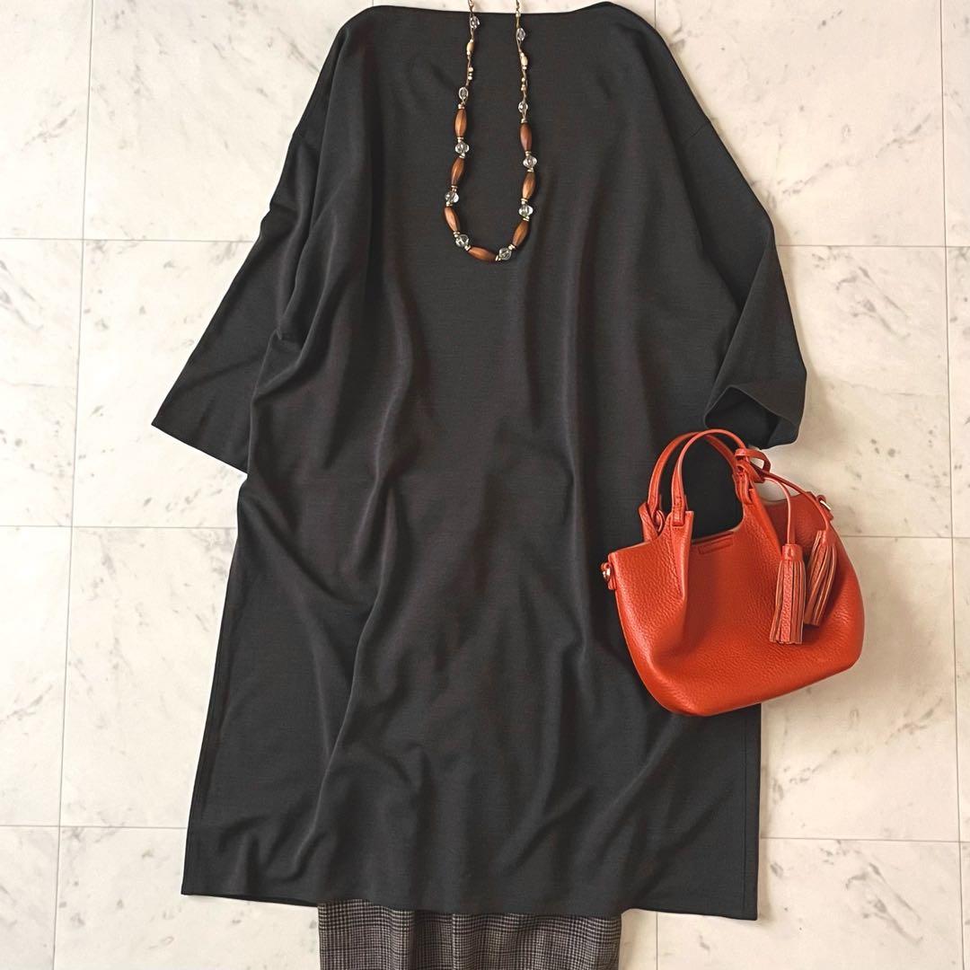 極美品＊ヨーガンレール ウールシルクチュニックワンピース M チャコールブラウン