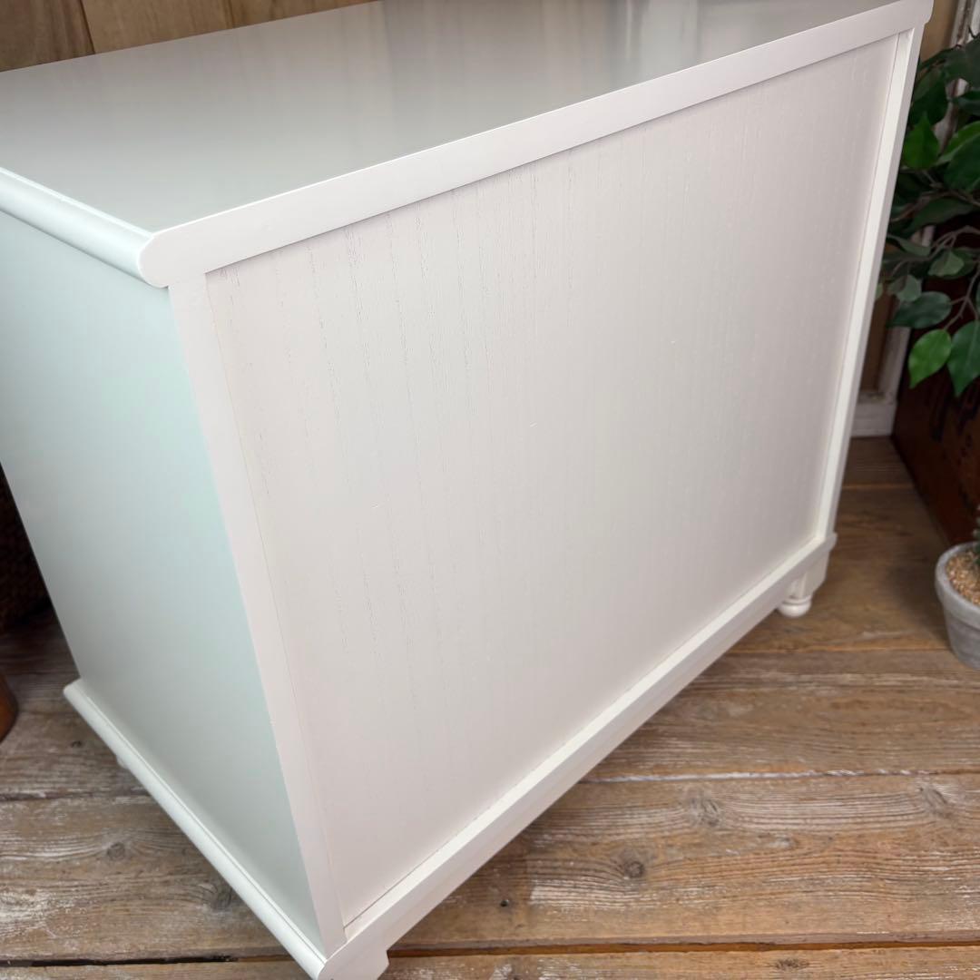 フレンチカントリー北欧調ホワイトチェストサイドキャビネット二点セットタンス収納