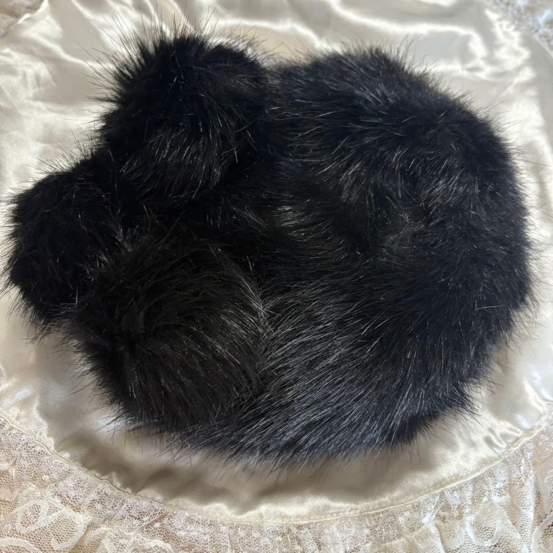 COMME des GARCONS GIRL ブラック　 ファー 　ハンドバッグ