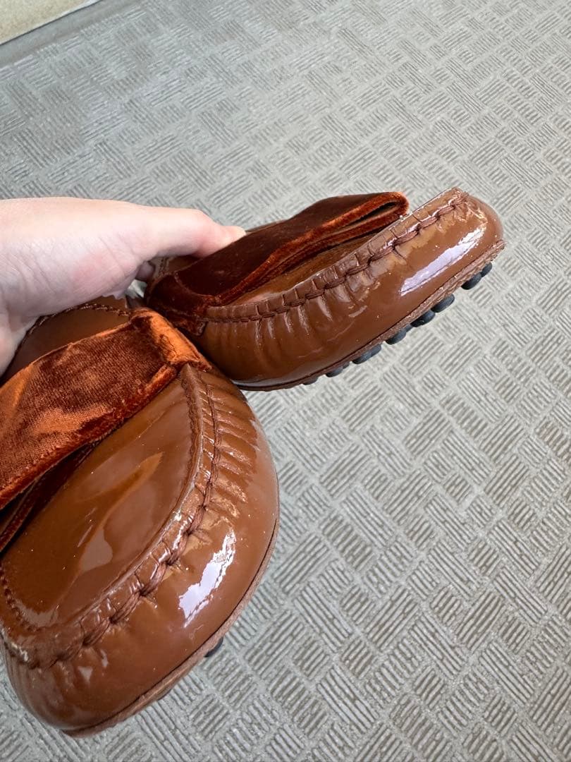 ❣️TOD'S トッズ❣️ローファー　エナメル　ベロア　リボン38.5 38 1/2